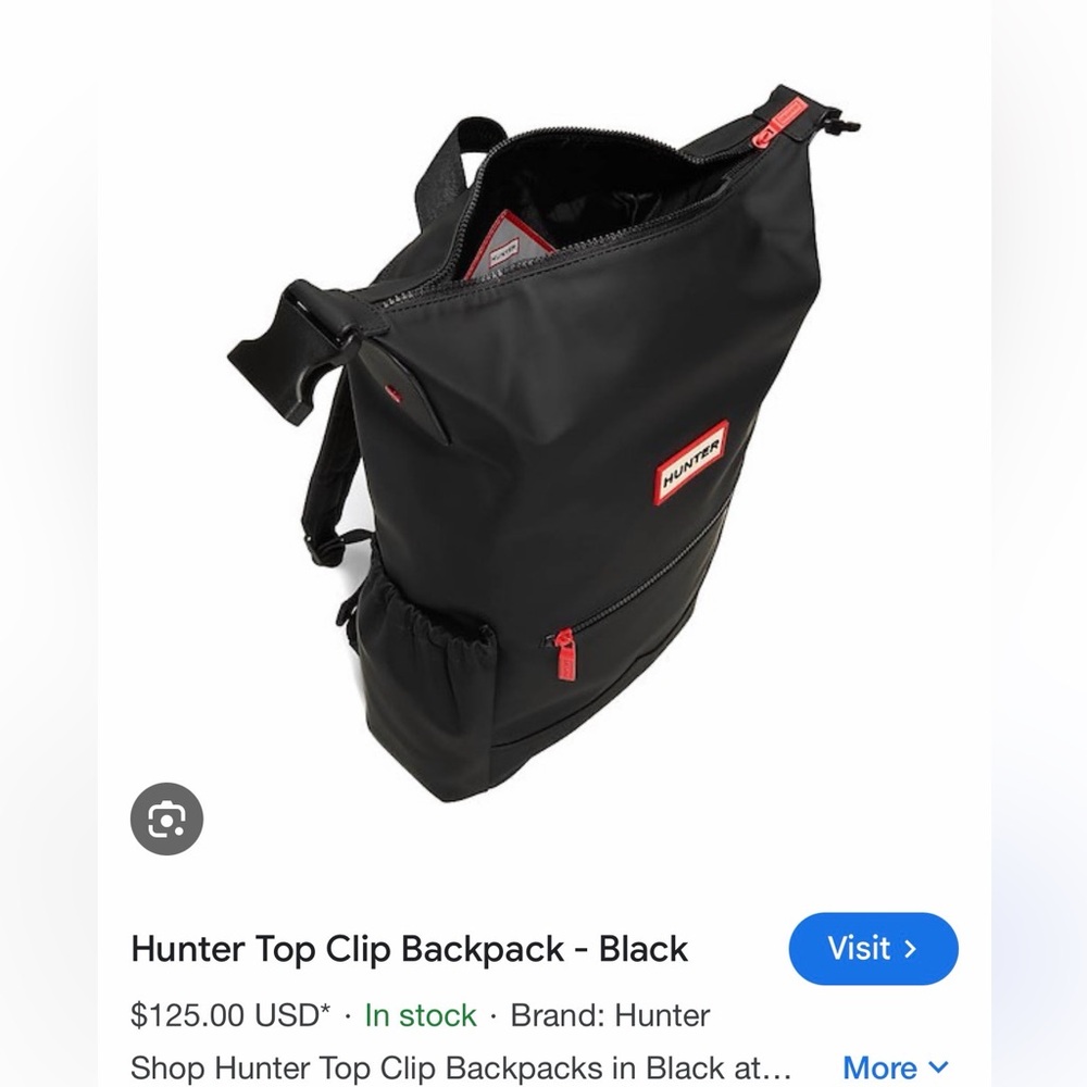 Hunter “Top Clip Seatbelt” Backpack with Red Accents